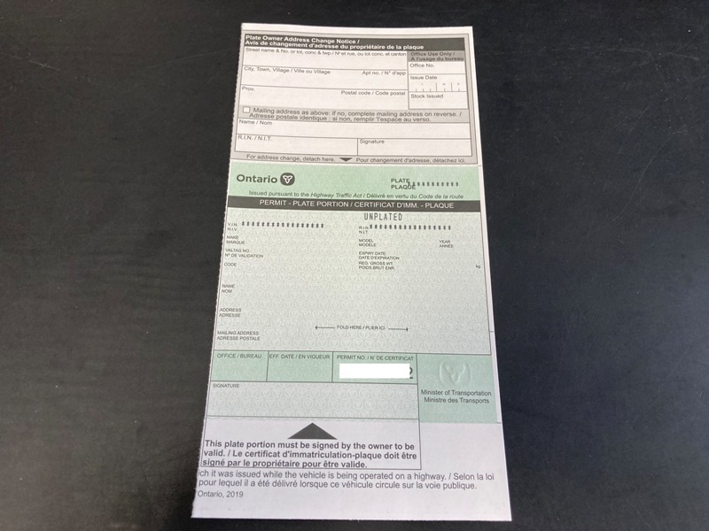 Ontario Vehicle Ownership Registration Used Car Toronto