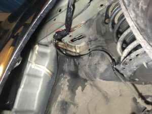 Hyundai Elantra abs sensor electrical connector location on top part of fender.